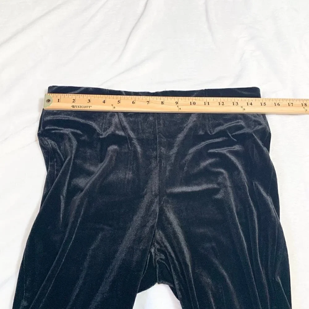 Soft Surroundings Black Velvet Studded Ankle Leggings‎ Pants Womens Medium